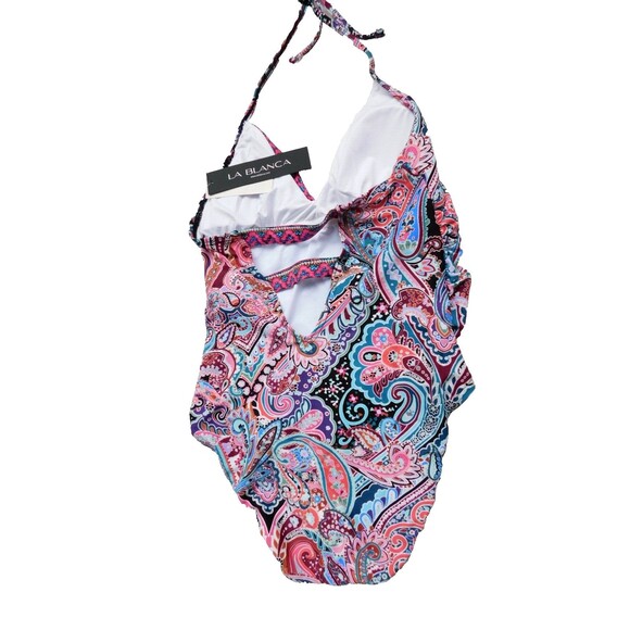LA BLANCA Women's Swirling Around Paisley One Piece Swimsuit  sz 4 Multi - Picture 2 of 3